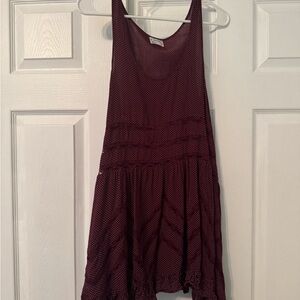 Free people intimately burgundy with white polka dots flowy tunic top